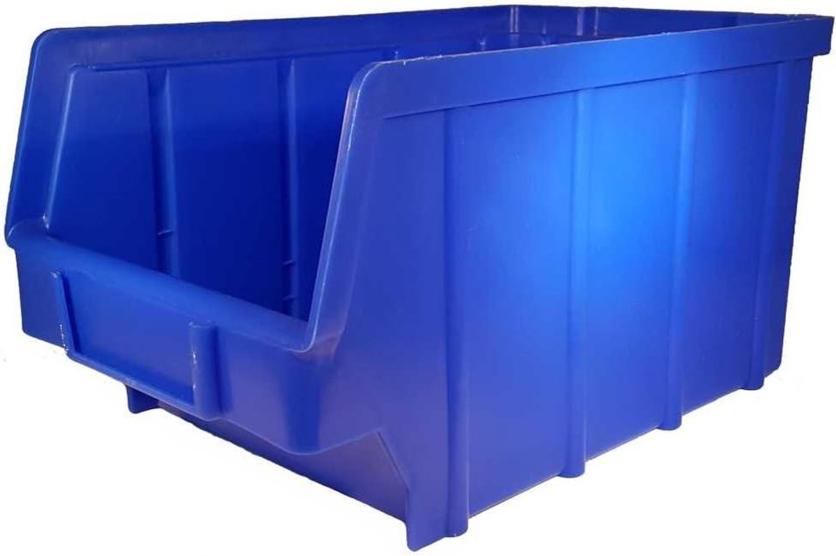 Stapelboxen blauw - Opslagbakken Magazijnbakken - Hobby en werkplaats - Schuine insteek - 145 x 248 x 127 mm - Blauw