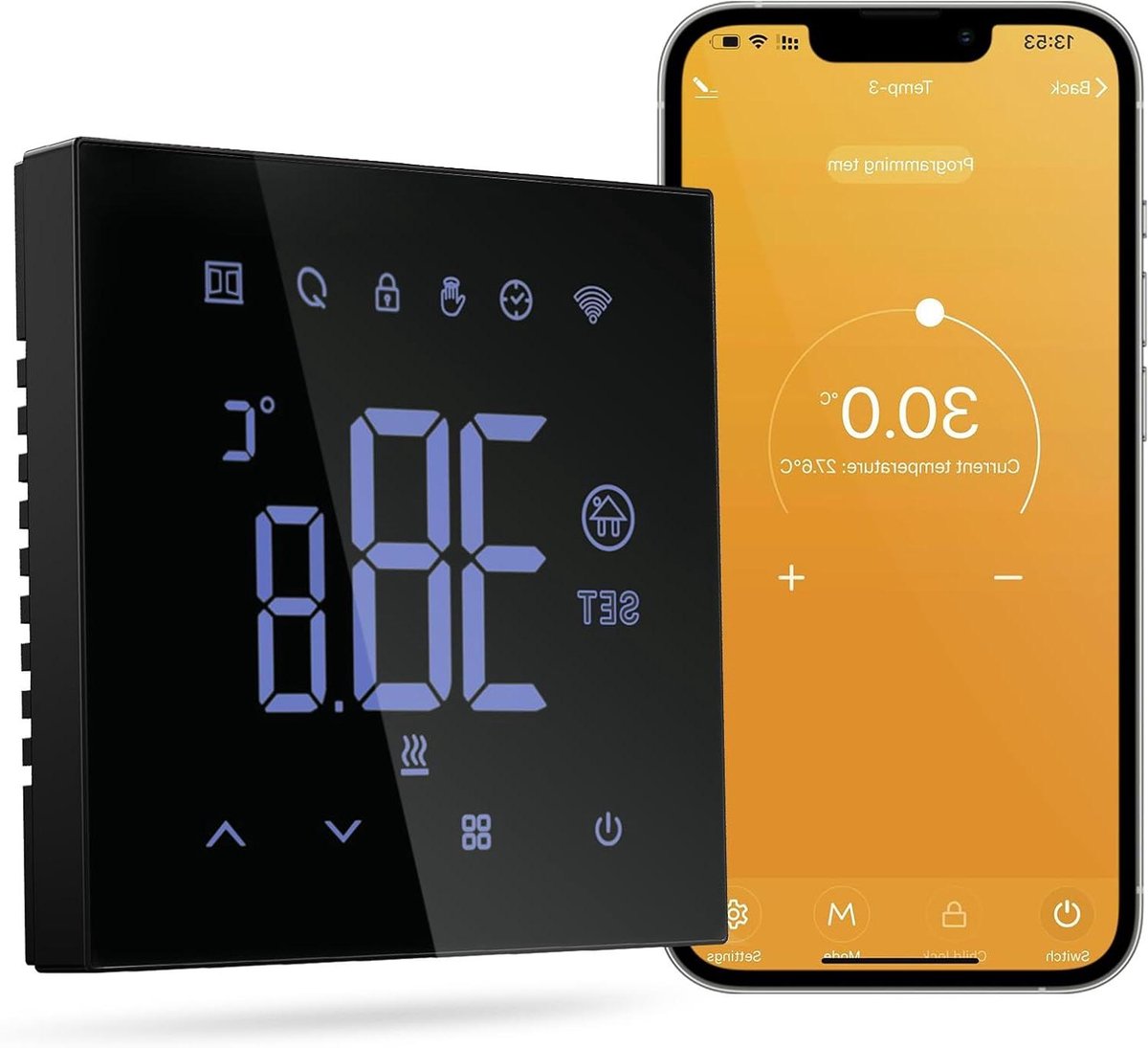 Slimme Thermostaat - Verwarmingsthermostaat Kamerthermostaat - Waterverwarming Regelen - App & Spraakbesturing - 100-240V 3A - Wit