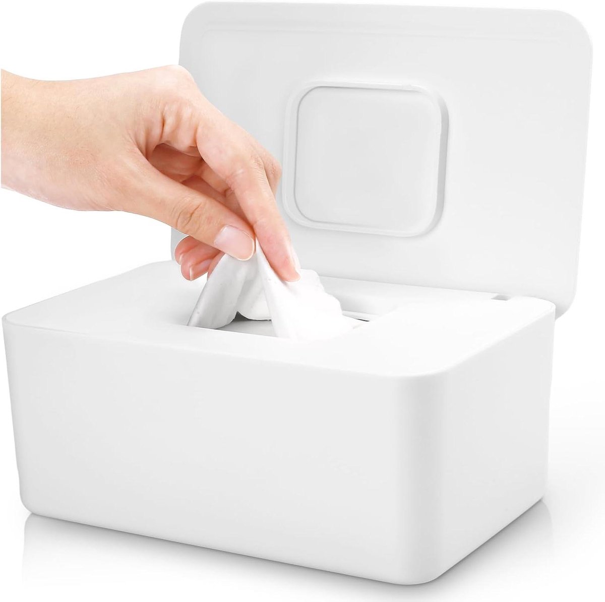 Babydoekjesdispenser - Luierdoekjeshouder Doekjescontainer - Babyverzorging - Drielaags afdichtingsontwerp - 18.5 x 11.9 x 8.1 cm - Wit