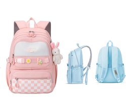 KZQ Stevige Waterdichte Schooltas Met Grote Inhoud Voor Kleuters En Basisschoolkinderen, Unisex Rugzak Voor Meisjes En Jongens-Roze
