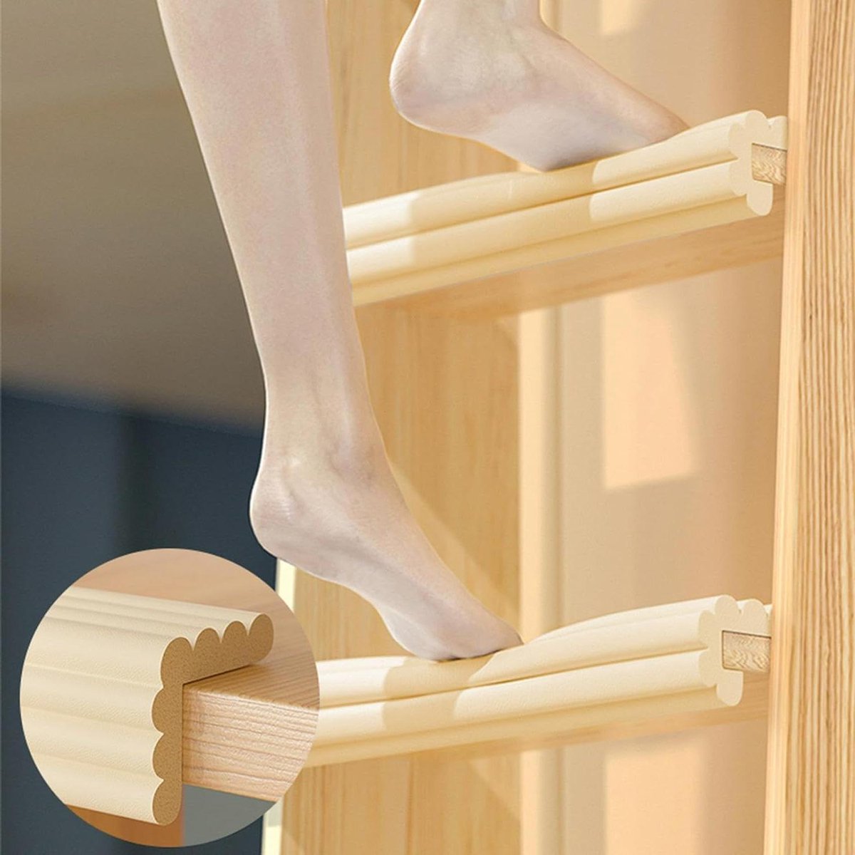 Ladderkussens - Antislip strips - Veilig klimmen - Zacht schuim - 2 meter - Beige