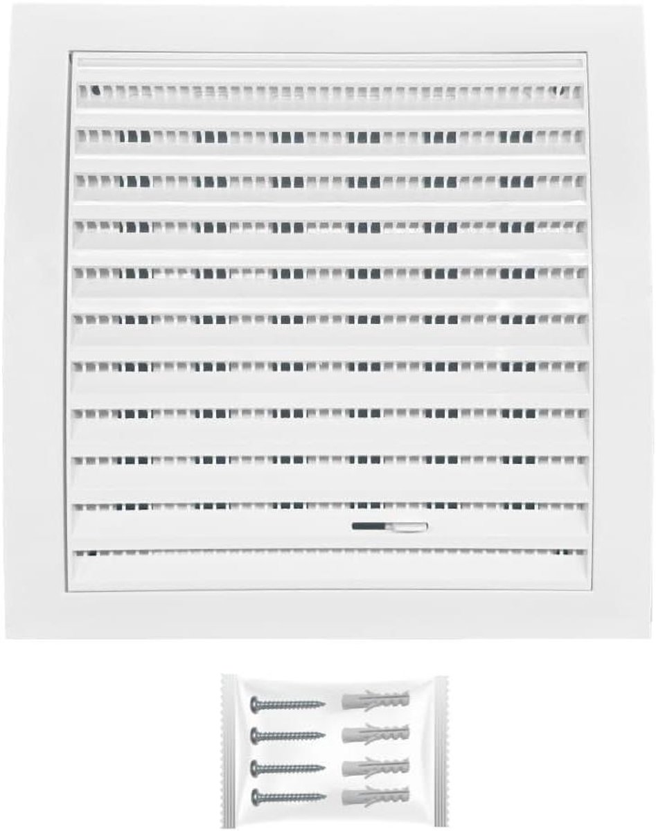 Ventilatierooster Vierkant - Afdekking Ventilatie - Buitenlucht Toevoer - Met Insectenbescherming - 190x190mm Ø 125mm - Wit
