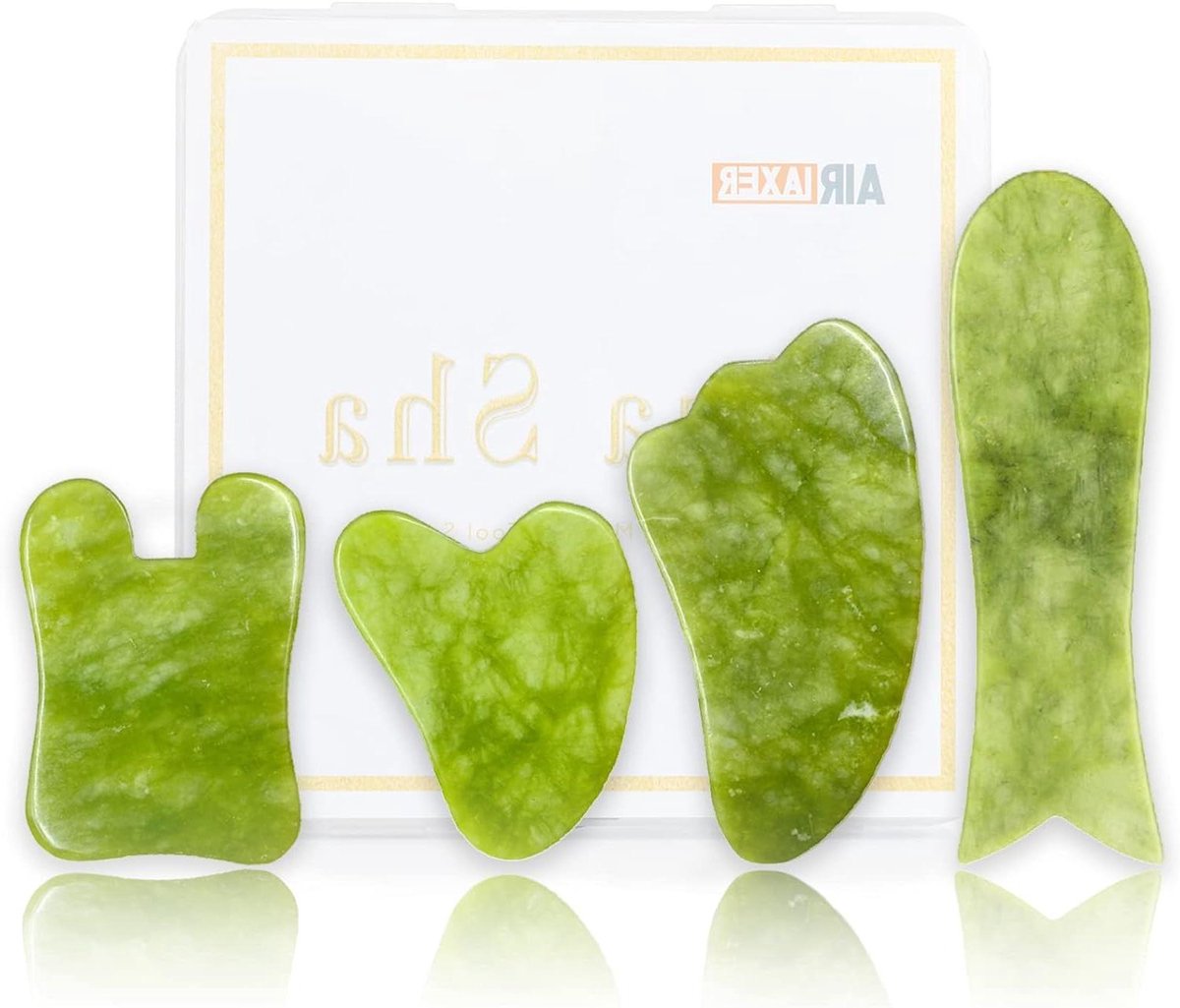 Gua Sha Gezichtsmassage Set - Guasha Stenen Kam - Gezichtsverzorging Ontspanning - 4 Delige Set - 15.8 x 15.8 cm