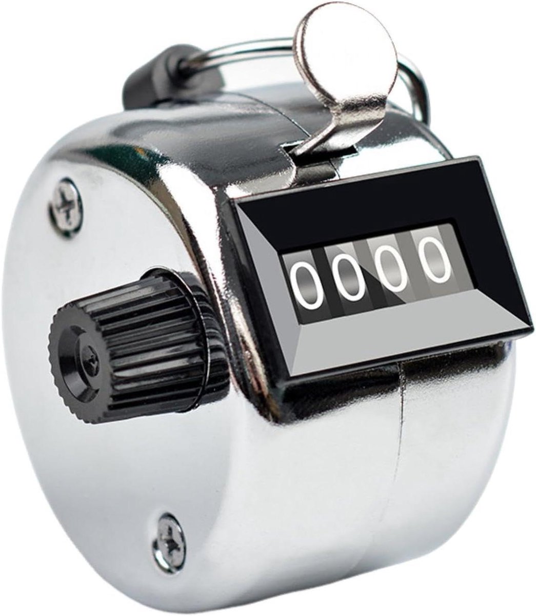 Mechanische Clicker - Handteller Tellen - Sport Score Bijhouden - Direct Resetten - 0000-9999 - Zilverkleurig
