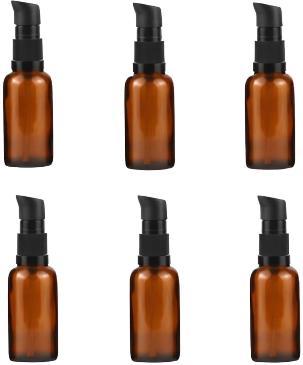 ericotry 6 Stks 30 Ml Amber Glas Reizen Flessen Voor Toiletartikelen Hervulbare Reizen Size Vloeibare Containers Glas Lotion Pomp Fles Mini Zeep Pomp Dispenser Cosmetische Container Fles Re,