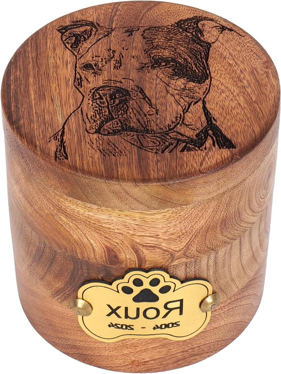 Huisdier Urn - Herinneringsurn Hout - Huisdier Herdenken - Gepersonaliseerde Gravure - Tot 30 kg - Natuurlijk Hout
