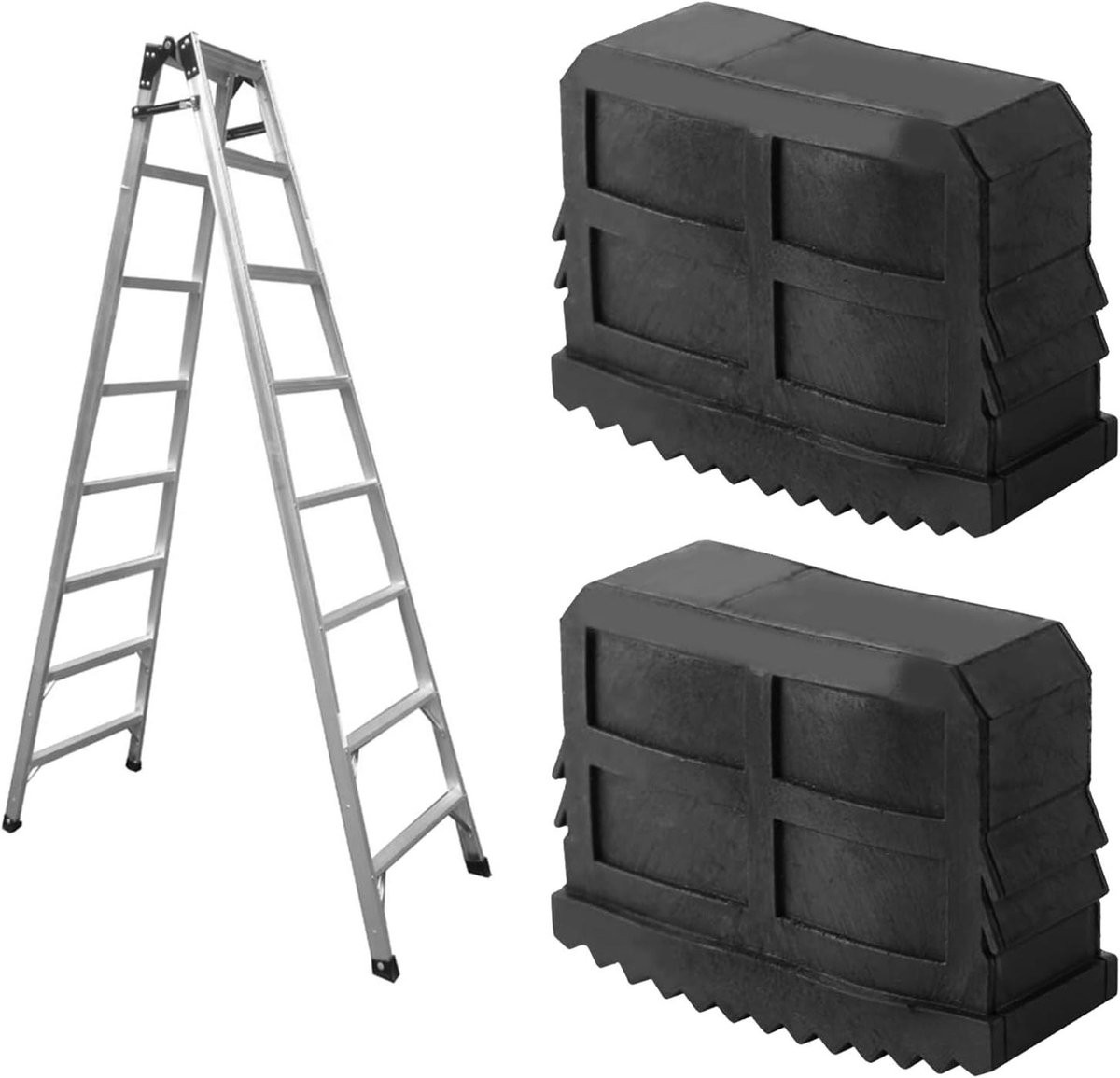 Ladderpoten - Antislip Voetstukken - Ladder Stabiliseren - Massief Rubber - 57 x 21 mm - Zwart