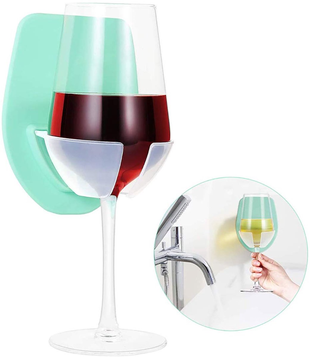 Draagbare douchebekerhouder, sterke zuignaphouder, wijngebruiksvoorwerpen voor wijn en bier, siliconen wijnglashouder voor bad en douche
