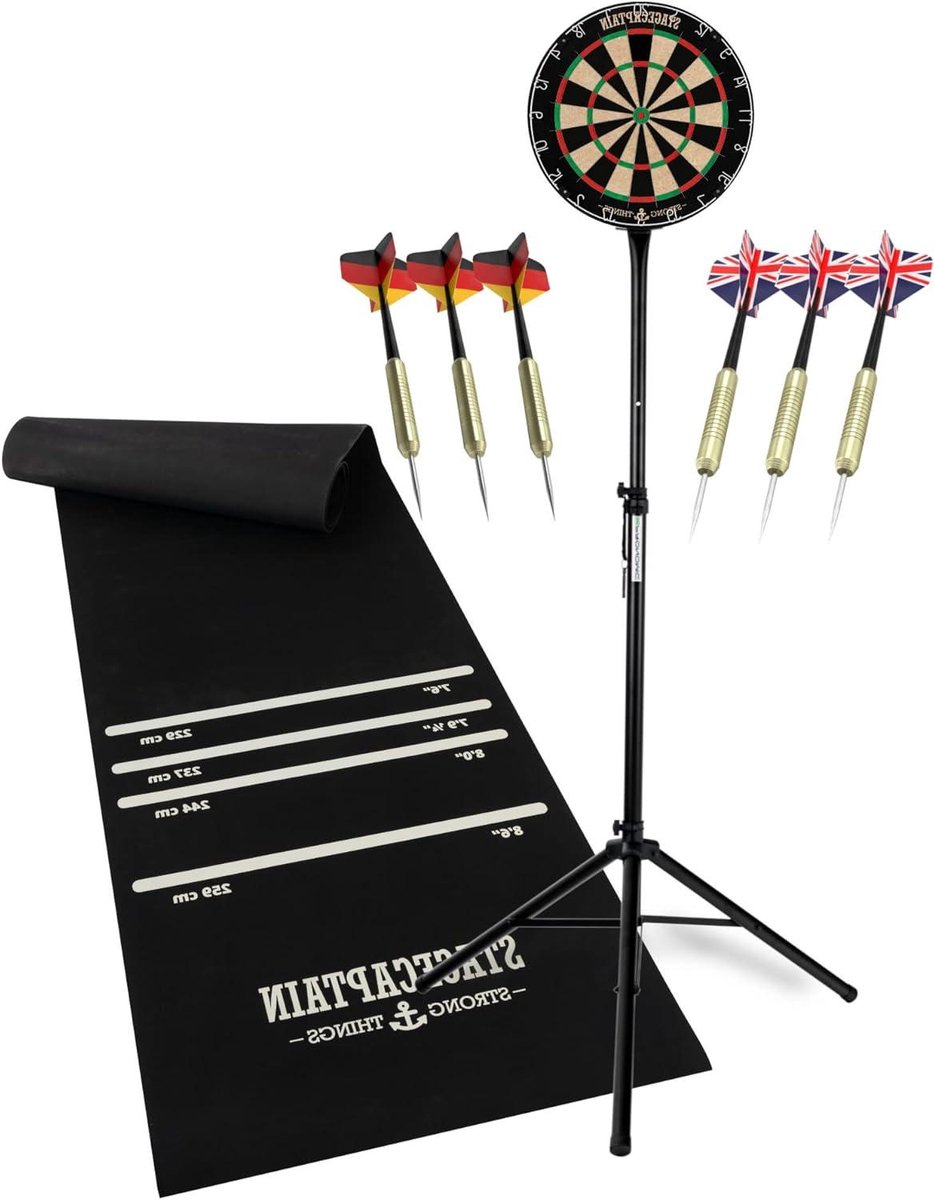 Dartbord Set - Dartbord met Standaard - Darten voor Plezier - Extra Dun Staal Spider - 45.72 cm - Beige