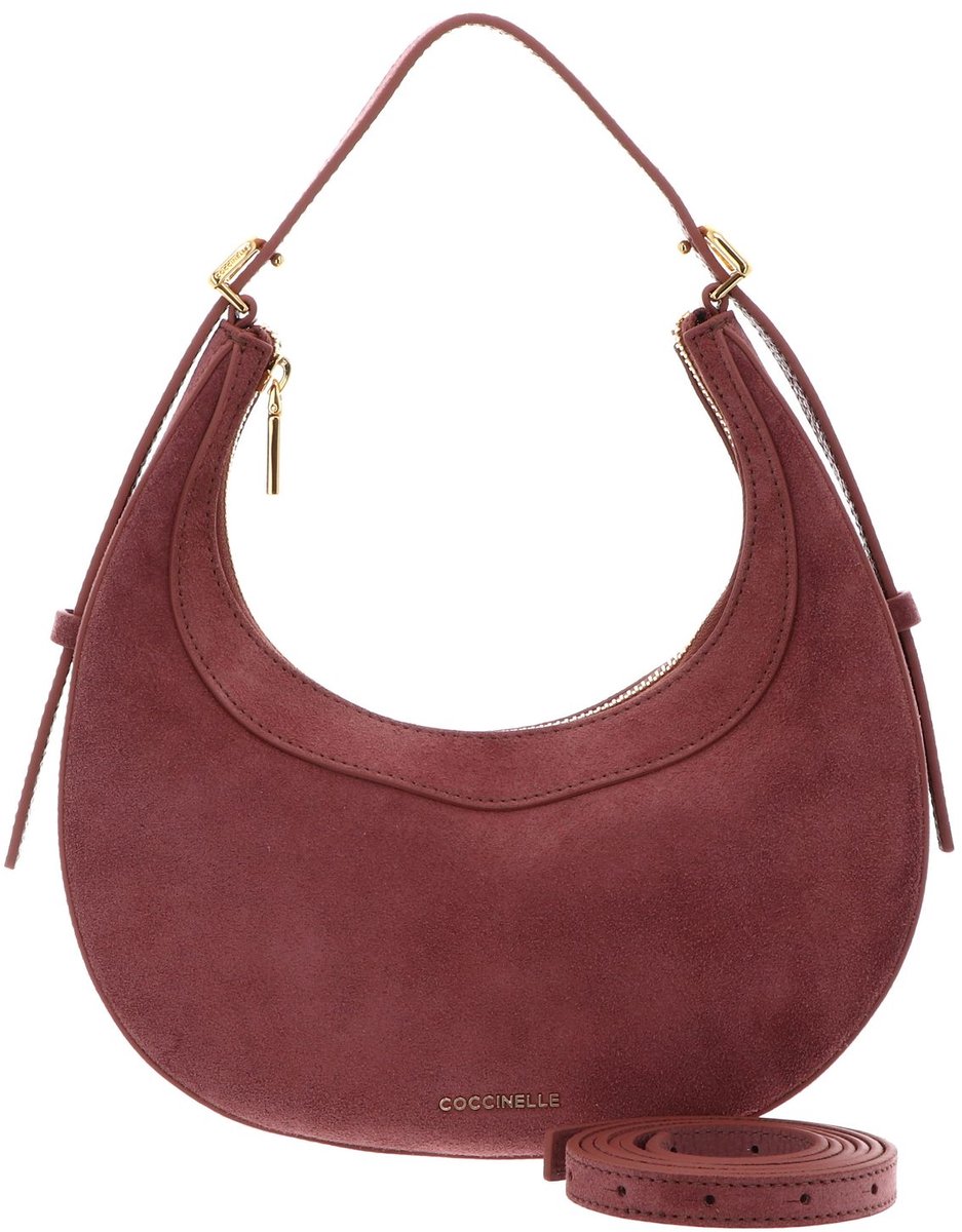 COCCINELLE Leren handtas schoudertas Whisper Mini Bag Suede Leather / Grained Leather Winter Rose oud roze