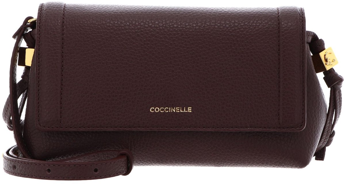 COCCINELLE Leren schoudertas Thess Mini Bag Grained Leather Berry donkerpaars