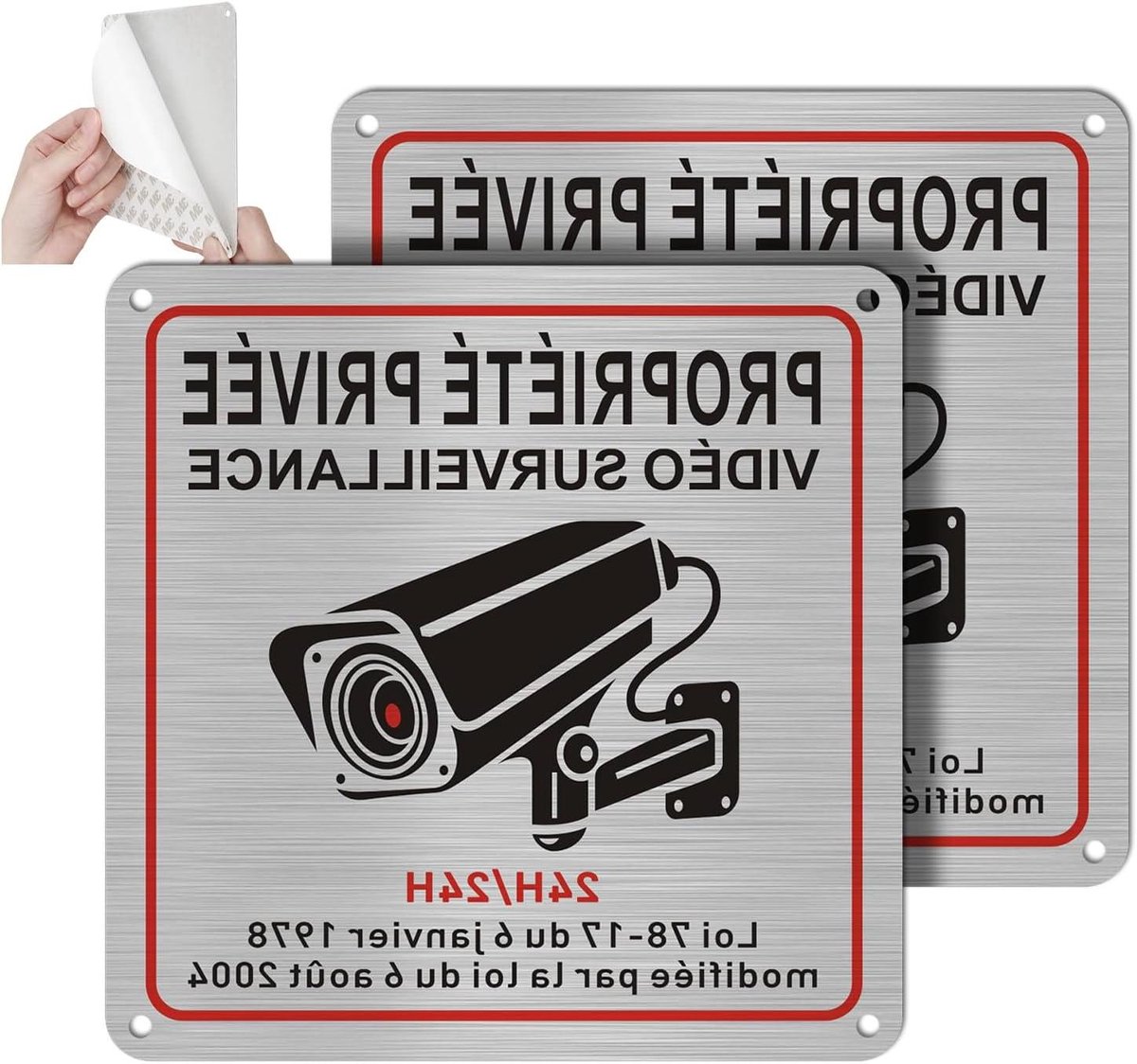 Bewakingsbord - Videobewaking Paneel - Veiligheid Verhogend - Aluminium Weerbestendig - 15x15 cm - Zilver Zwart