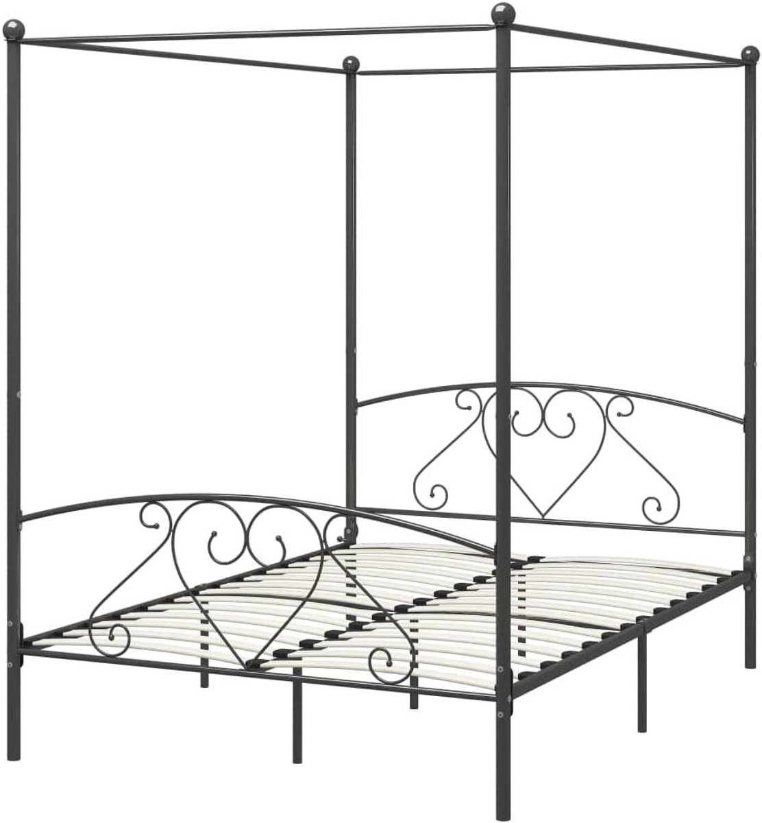 Hemelbedframe Metaal - Hemelbed Frame - Slaapkamer Decoratie - Met Gordijnframe - 140x200 cm - Grijs