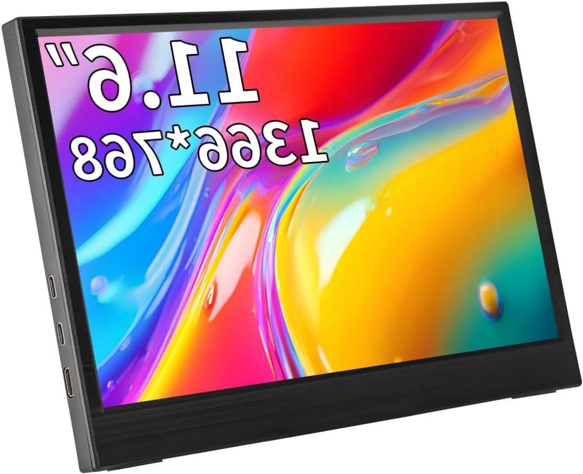 Draagbare Monitor - Extern Scherm - Productiviteit Vergroten - HD IPS Paneel - 116 Inch - Zwart