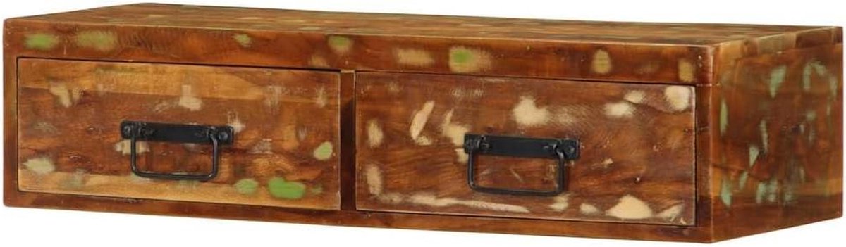 TV Kast - Mediabox Wandmontage - Woonkamer Opbergen - Massief Gerecycled Hout - 80x30x19 cm - Niet gespecificeerd