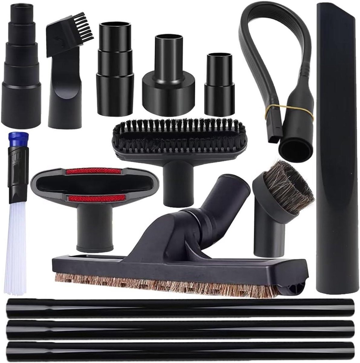 Universele Stofzuiger Mondstukken - Stofzuiger Accessoires Set - Grondig Schoonmaken - Veelzijdige Adapterset - 15 Stuks - Grijs