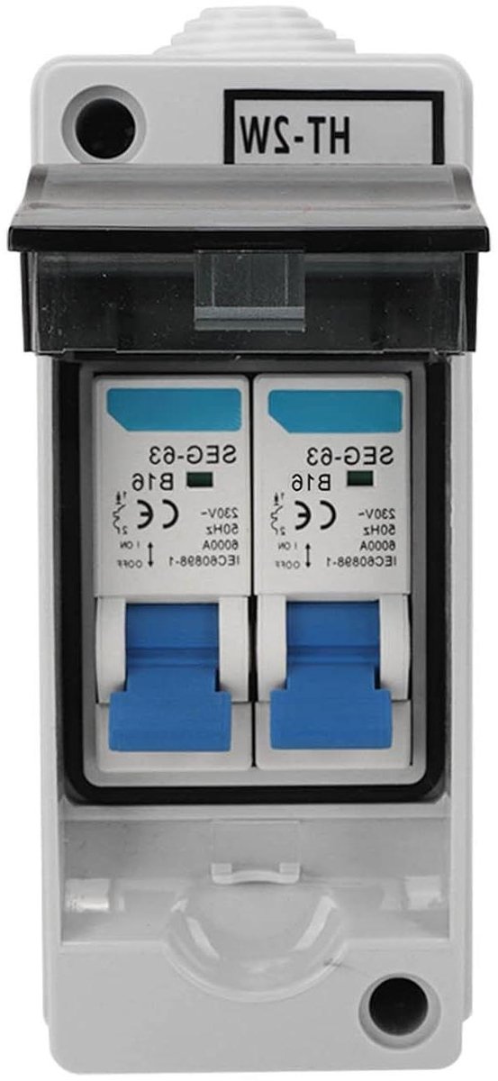 Stroomonderbreker - MCB Schakelaar - Elektrische Bescherming - Waterdichte Verdeelkast - 230V 16A - Grijs