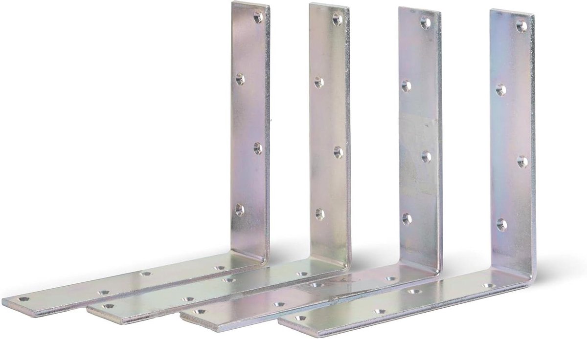 Balkenhoek Set - Houtverbinder Gelijkbenig - Houtverbinding Versterken - Verzinkt Geel Staal - 200x200x40 mm - Geel Verzinkt