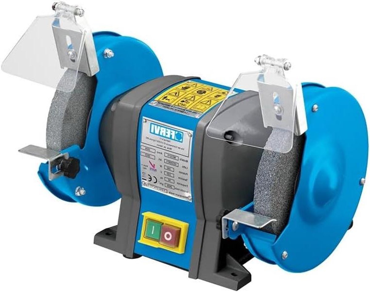 Slijpmachine - Bankslijper Tafelmodel - Metaal Bewerken - Dubbele Slijpschijven - Ø 150 mm - Blauw