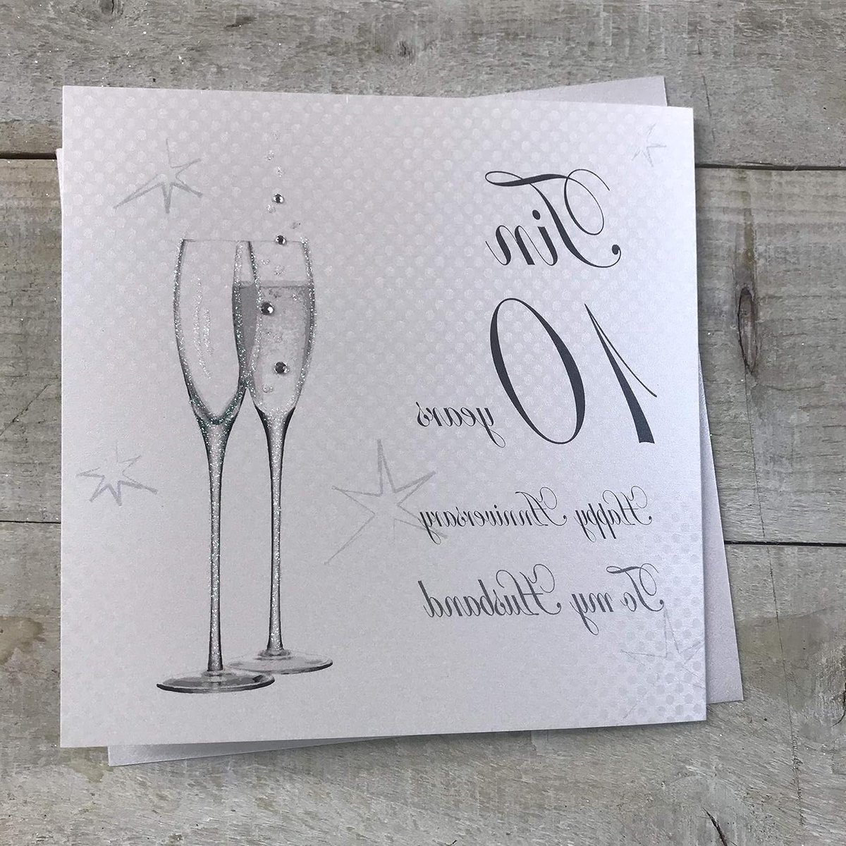 Verjaardagskaart Man - Handgemaakte Wenskaart - Cadeau Overhandigen - Met Edelstenen - 16x16 cm - Wit