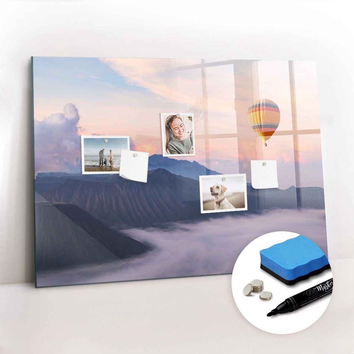 Tulup Whitebord - Prachtig landschap - 100 x 70 cm - Veelkleurig Magneetbord Foto - Inclusief Gratis Magneten & Marker & Spons - Wanddecoratie Kantoor - Memo Bord - Productiviteit Tools