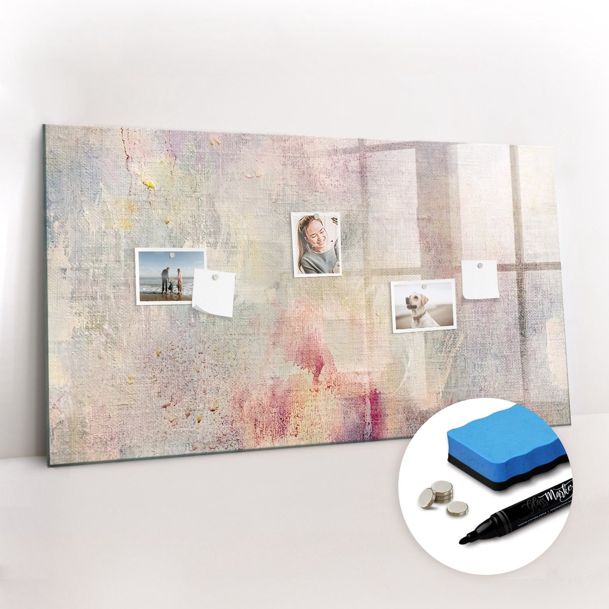 Tulup Whitebord - Geschilderde abstractie - 120 x 60 cm - Veelkleurig Magneetbord Keuken - Gratis 5 Sterke Magneten + Whiteboard Marker & Wisser - Decoratief Magnetisch Bord - Magneetbord Foto - Inspiratiebord Kantoor