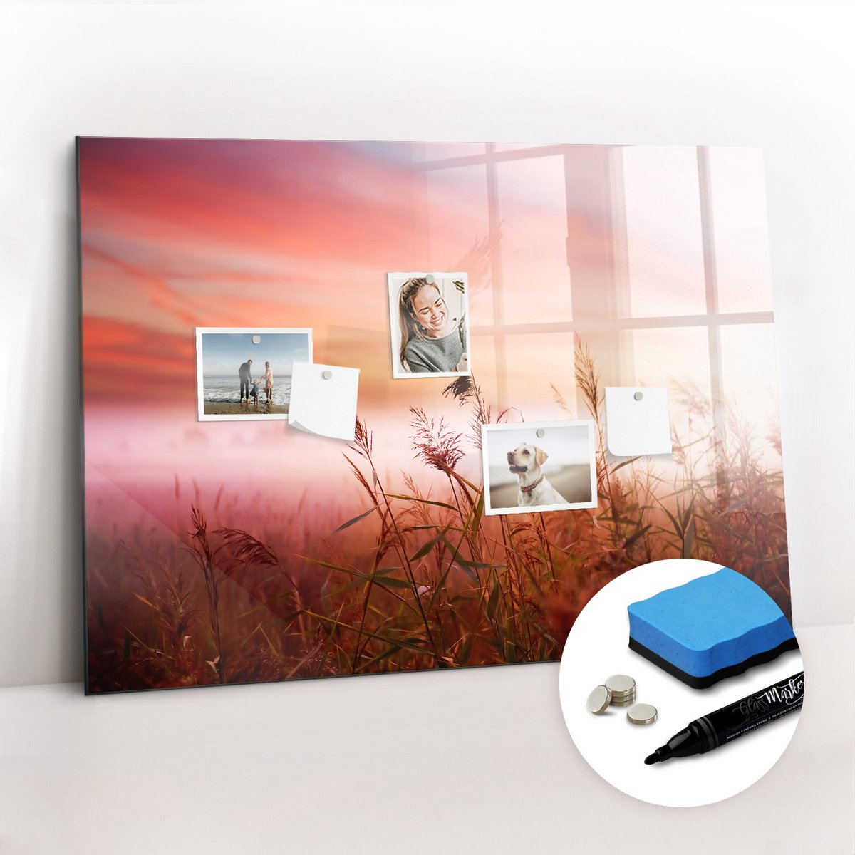 Tulup Whitebord - Mistige ochtend - 100 x 70 cm - Veelkleurig Memobord Magnetisch - Inclusief Gratis Magneten & Marker & Spons - Interieur Accessoires Kantoor - Magneetbord Design - Planning Muur