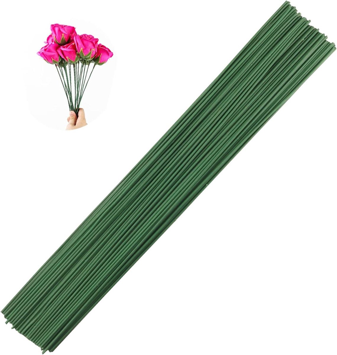 Bloemendraad Set - Bloemisterij Draad - Bloemen Schikken - Papier Omwikkeld - 40 cm - Donkergroen