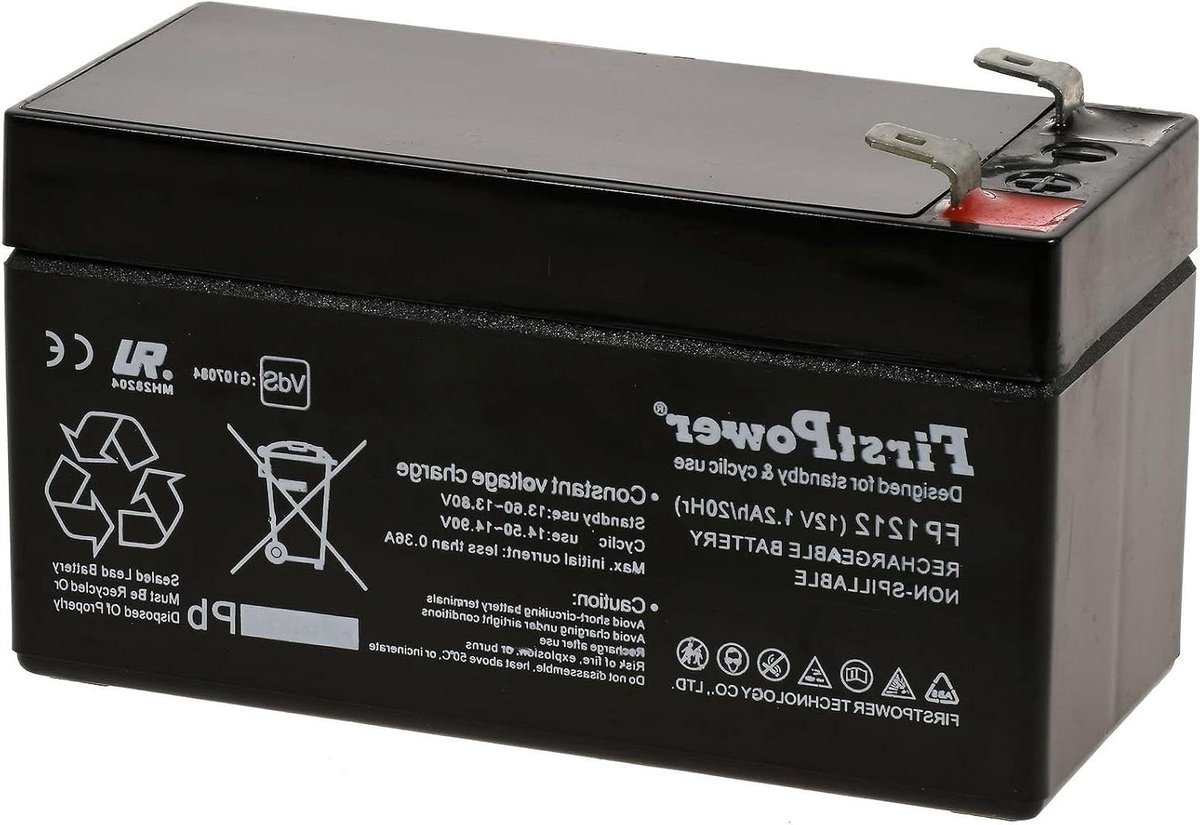 Loodgel Batterij - Accu Reservebatterij - Noodstroom Systemen - Onderhoudsvrij - 97x43x59 mm - Zwart