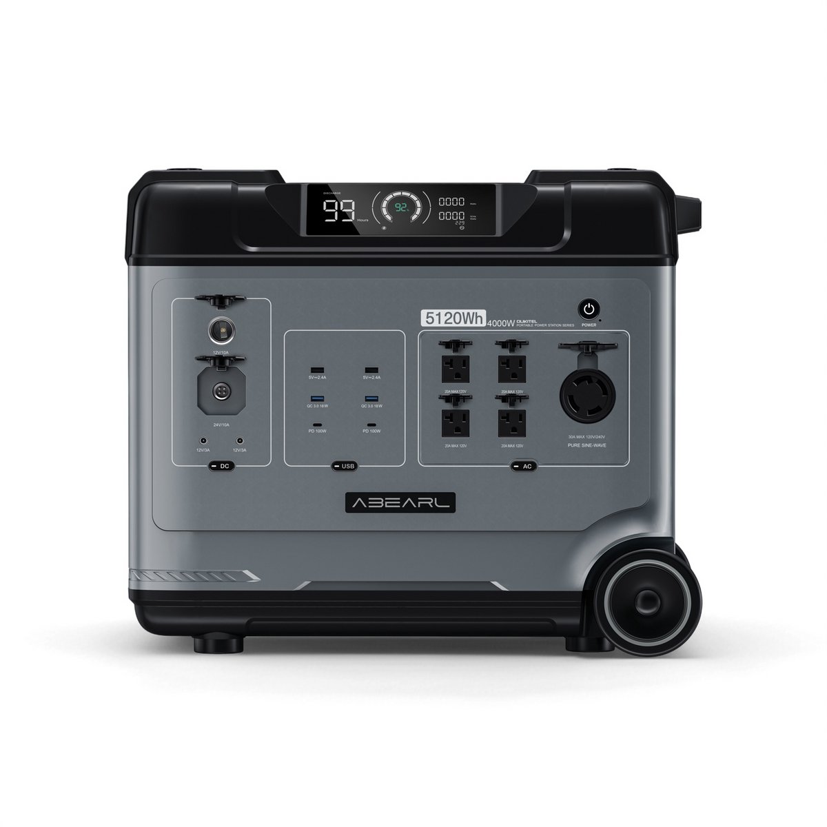 OUKITEL P5000Epro Draagbare Powerstation - 5120Wh- Energieopslag - Zonnepaneel Generator - Noodstroomvoorziening – LiFePO4 batterij – 4000W uitgangsvermogen – Snelladen – Camping en thuisgebruik – 550 x 299 x 487mm – 1 stuk – Zwart