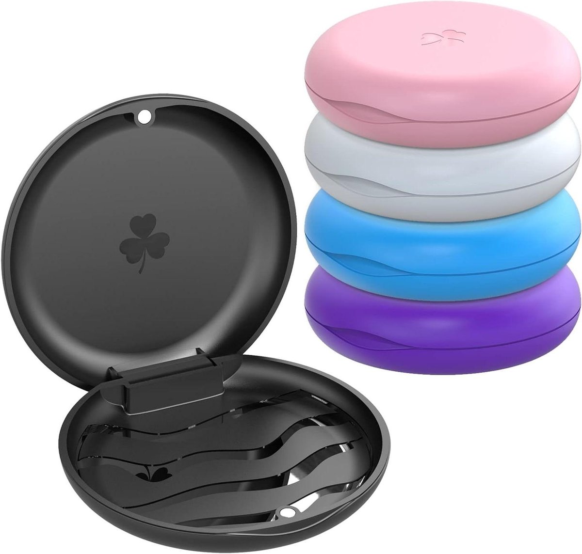 Retainer Hoesjes - Orthodontische Bewaardoosjes - Mondhygiëne Bewaren - Set van 5 Stuks - 9.5 cm Diameter - Multicolor