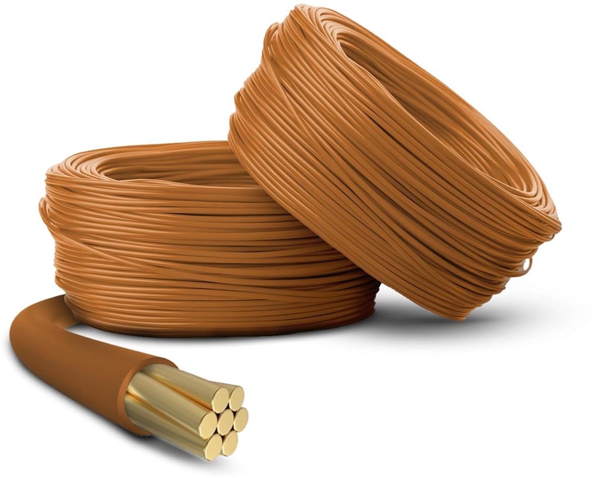 Enkelkern Leiding Kabel - Installatiekabel Stroomdraad - Binnenbedrading Monteren - BASEC Goedgekeurd - 2 Meter - Bruin