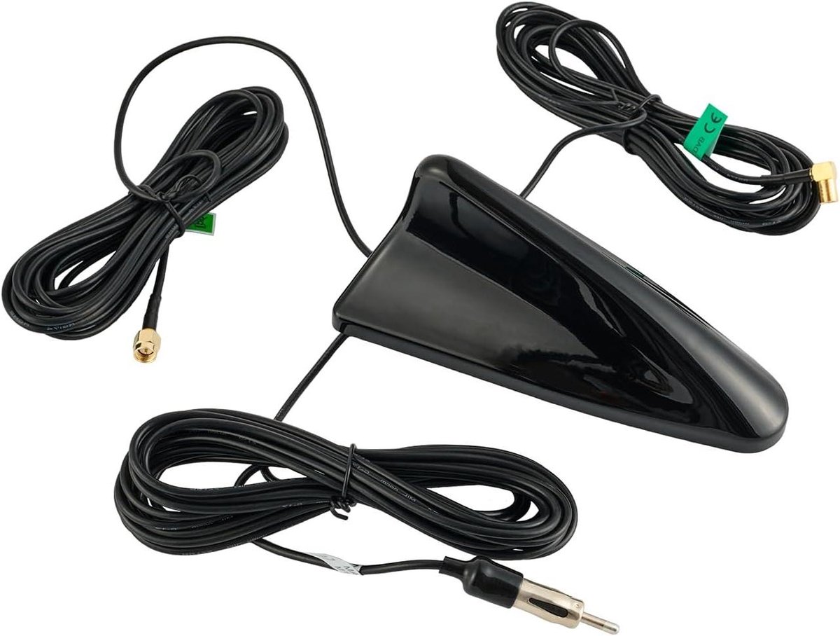 Auto Antenne Haaienvin - DAB FM GPS Antenne - Radio Ontvangen - Universele Montage - 5 meter kabel - Zwart