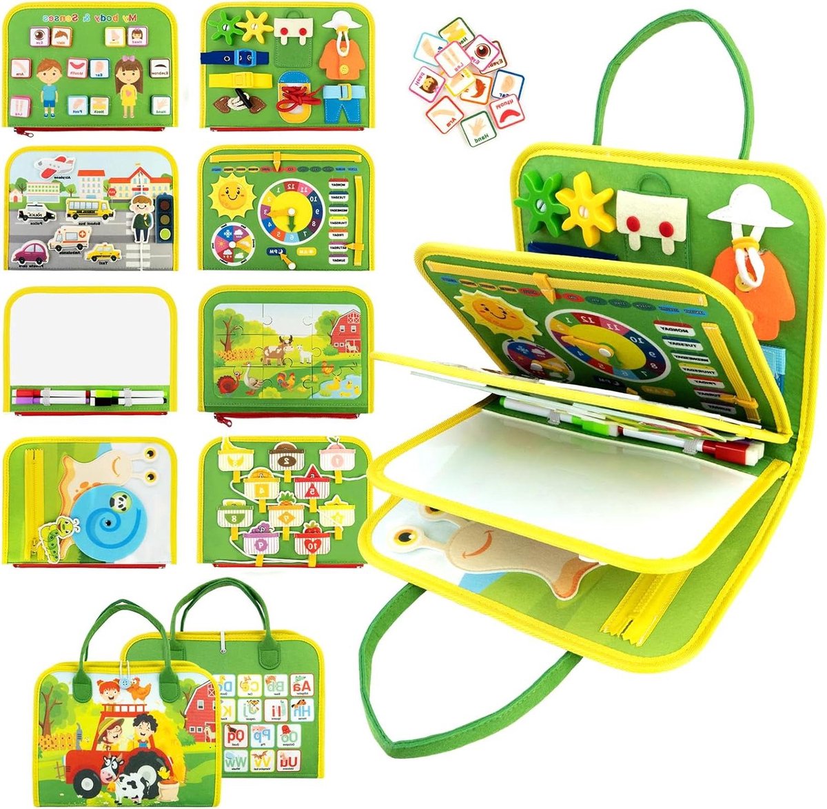 Busy Book Peuters - Montessori Boek - Motorische Ontwikkeling - 10 Pagina's 20 Activiteiten