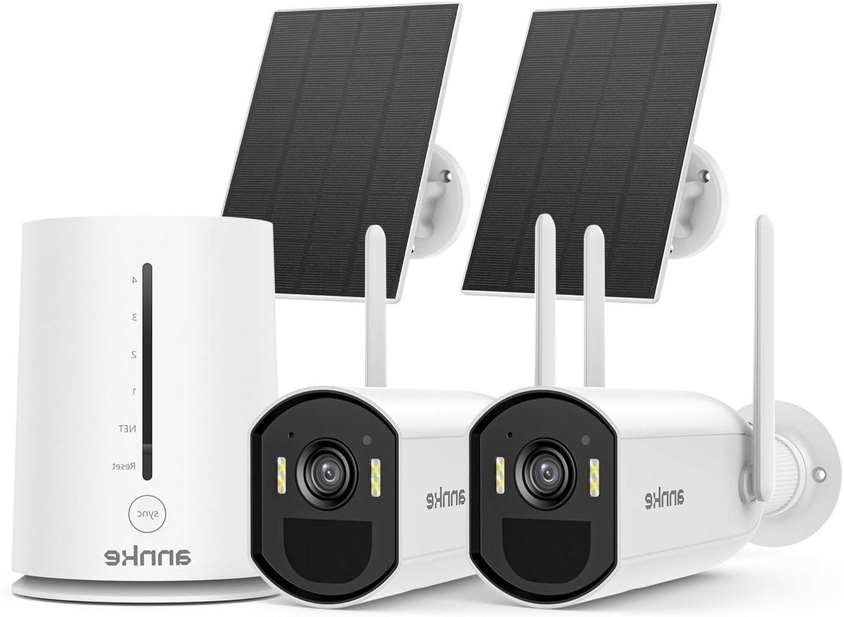 Bewakingscamera Set - Zonnecamera Buiten - Huis Beveiligen - Zonne-energie Aangedreven - 4MP Resolutie - Wit