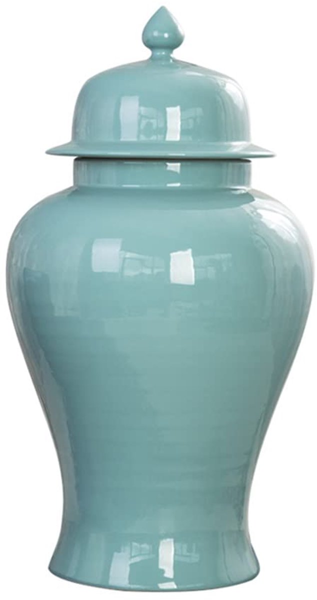 keramische blikken, gemberblikken Stijlopslagpot - Effen kleur porseleinen gemberpot met deksel Keramiek China Tempelpot Grote Celadon bloemenvaas China bloemenvazen ​​Decoratieve bloempot for Sitti 1