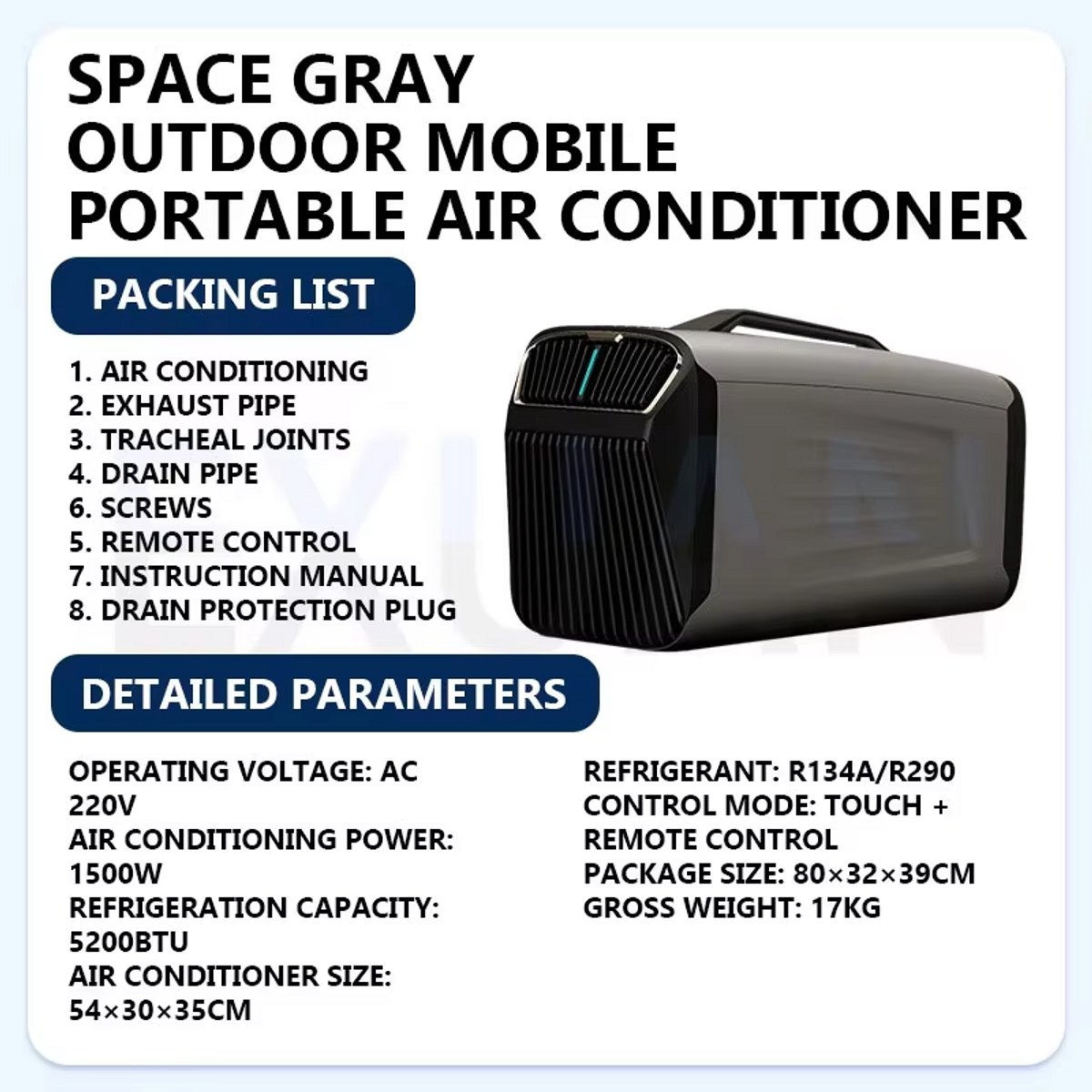 Umarko Draagbare Mobiele Airco 5400 BTU – Compacte Airconditioner met R134a – Voor Camper, Tent, Vrachtwagen & Buiten — afbeelding 5