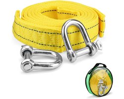 Sleepkabel Auto - Sleeptouw Berging - Voertuigen Slepen - Verstevigde Naadband - 5 meter 5 ton - Geel