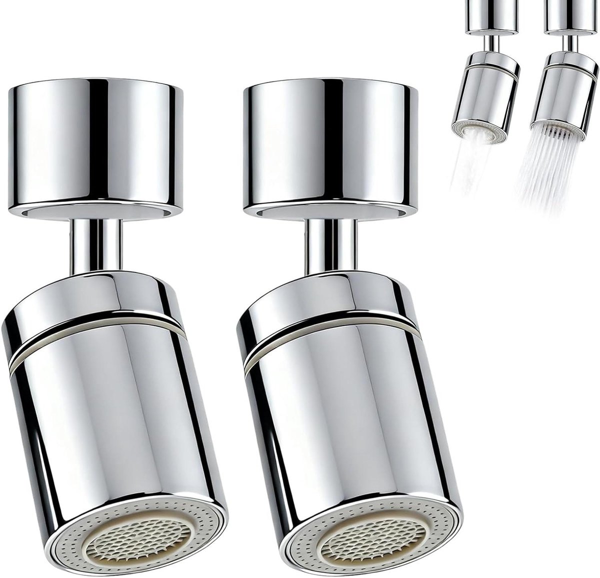 Kraan Accessoires - Kraanonderdelen Beluchters - Waterbesparing Keuken - Gepolijst Roestvrij Staal - 6.1 x 2.4 cm - Zilver