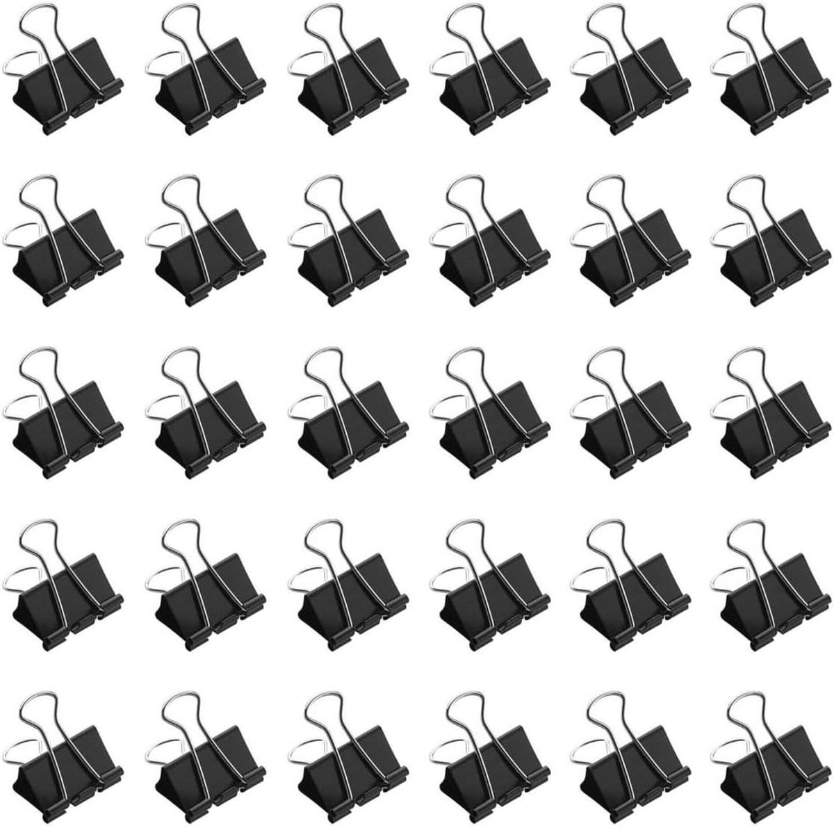 Ringbandclips Zwart - Papierklemmen Bulldogclips - Documenten Organiseren - Verstevigd Staal - 25 mm 100 stuks - Zwart