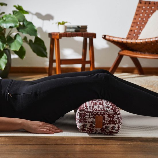 Hoekig Yoga Bolster - Meditatiekussen Hulpmiddel - Yoga Oefeningen - Biologische Spelt Vulling - 67 x 13 cm - Roze — afbeelding 2