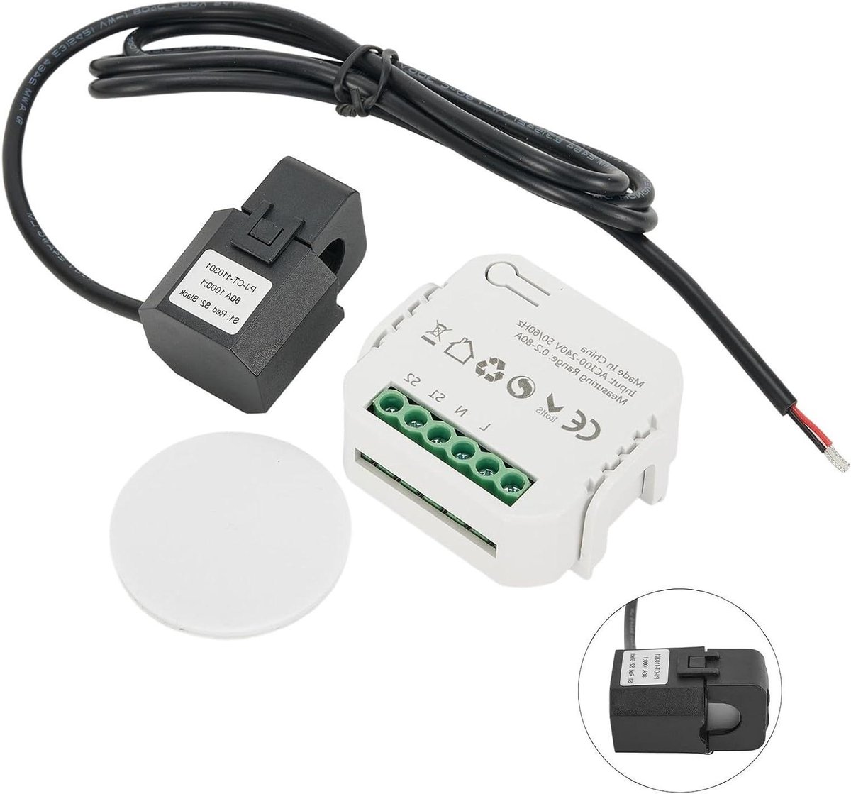 Slimme Energiemeter - Energieverbruik Monitor - Energie Verbruik Meten - Real Time Weergave - 80A - Wit