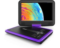 ieGeek Draagbare DVD Speler Auto - 11.5 Inch - 9,5 Inch Oogbeschermend Scherm - TV/USB/SD - Draaibaar Scherm - 5 Uur Oplaadbare Batterij - voor Kinderen en in de Auto - IK-902 - Paars