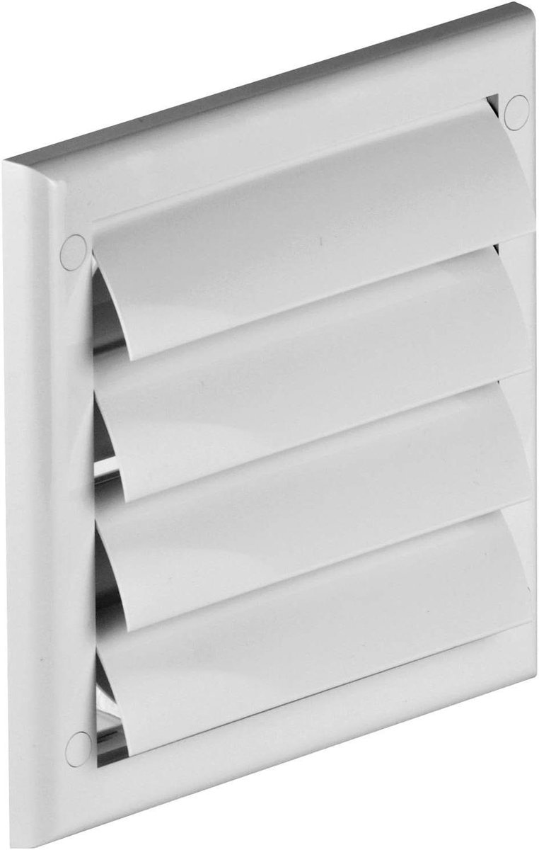 Ventilatie rooster - Rooster met lamellen - Ventilatie van ruimtes - Automatisch openende lamellen - Ø 125 mm - Wit