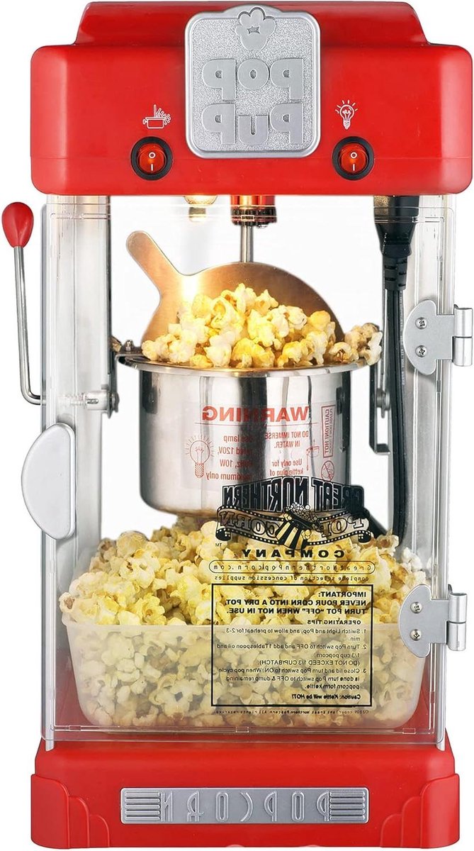 Popcorn Machine - Popcorn Maker - Films Kijken - Vergrendelend Deksel - 71g Ketel - Rood