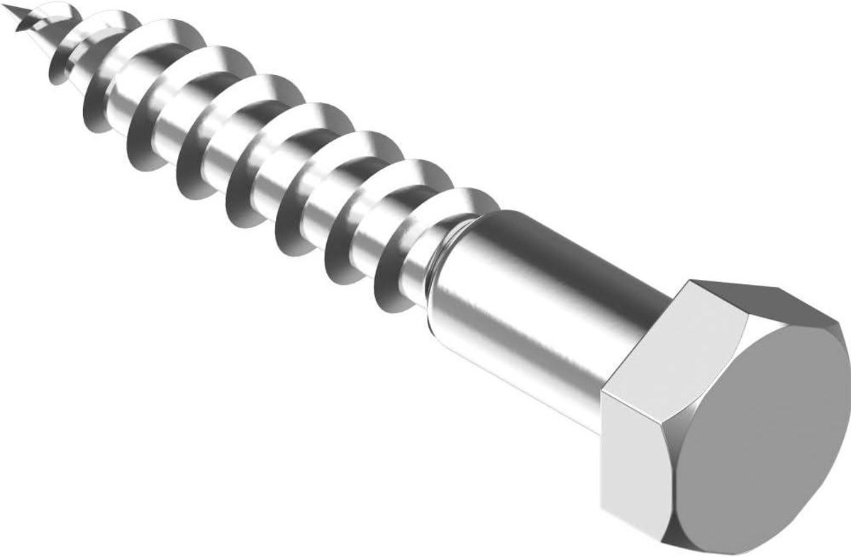 Zeskantige Houtschroeven - DIN 571 Schroeven - Houtverbindingen Maken - Roestvrij Staal A2 - 8 x 65 mm - Zilverkleurig