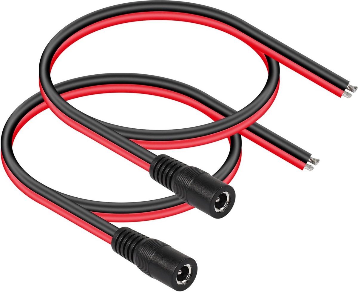 DC Stroomkabel - Voedingskabel Reparatiekabel - Apparaten Repareren - 14AWG Dikke Kern - 2 stuks 03 meter - Zwart