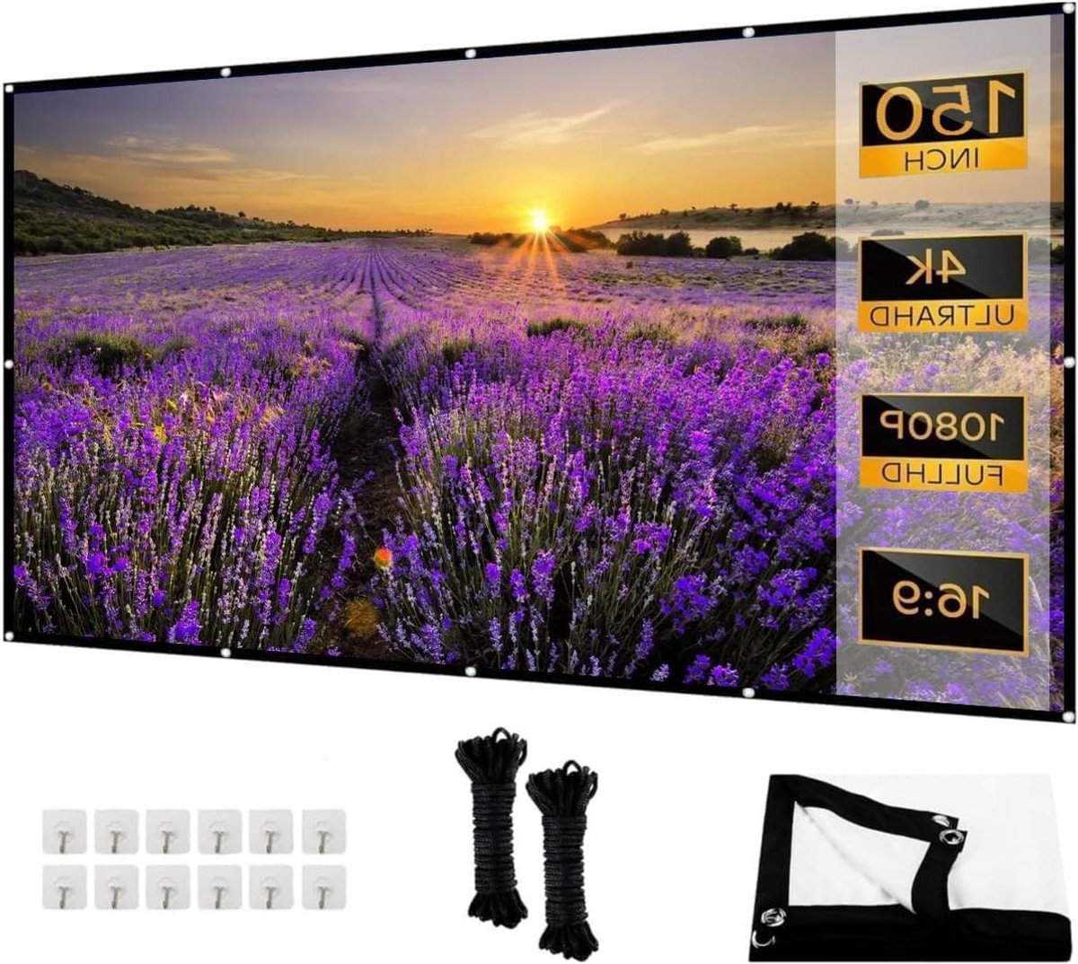Beamer Canvas - Projectiescherm HD - Thuisbioscoop Maken - Anti-rimpel Polyester - 150 inch - Wit