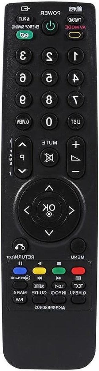Universele TV Afstandsbediening - Vervangende Afstandsbediening - TV Kijken - Fluorescerende Knoppen - 17.9 x 4.7 x 2 cm - Zwart