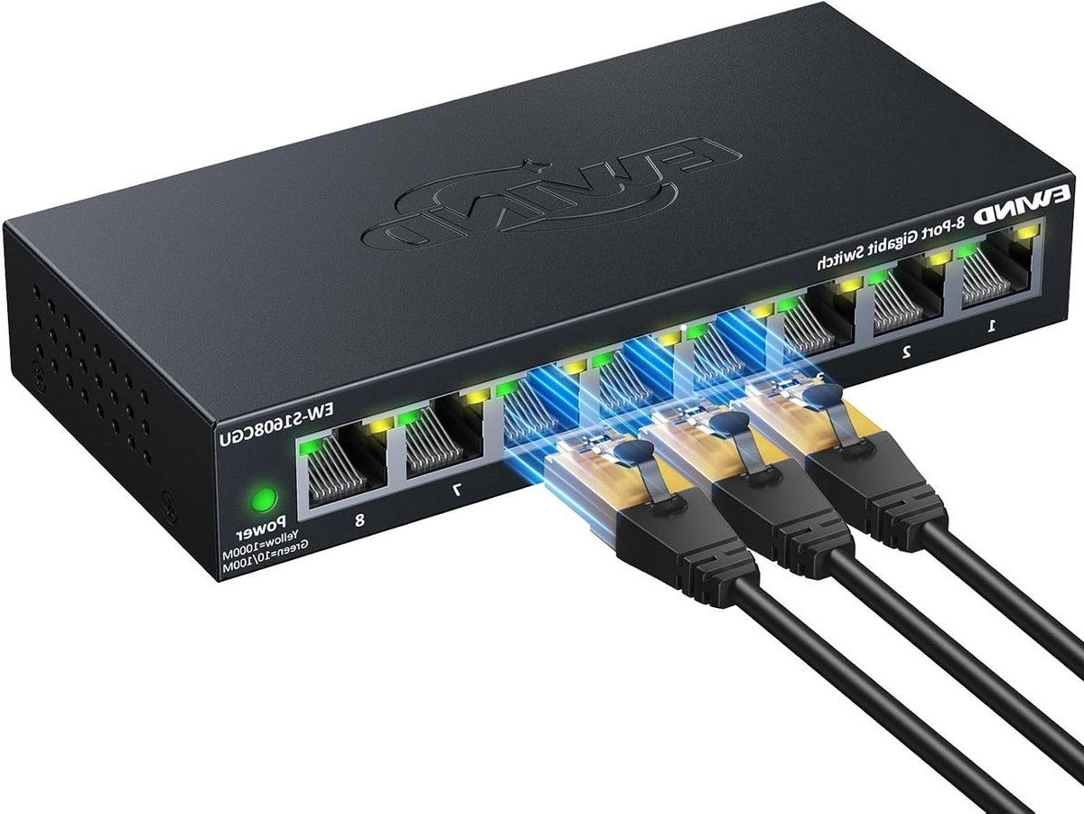 Gigabit Ethernet Switch - Netwerk Switch - Netwerk Uitbreiden - 8 Poorten - 14.8 x 12.9 x 3.2 cm - Zwart